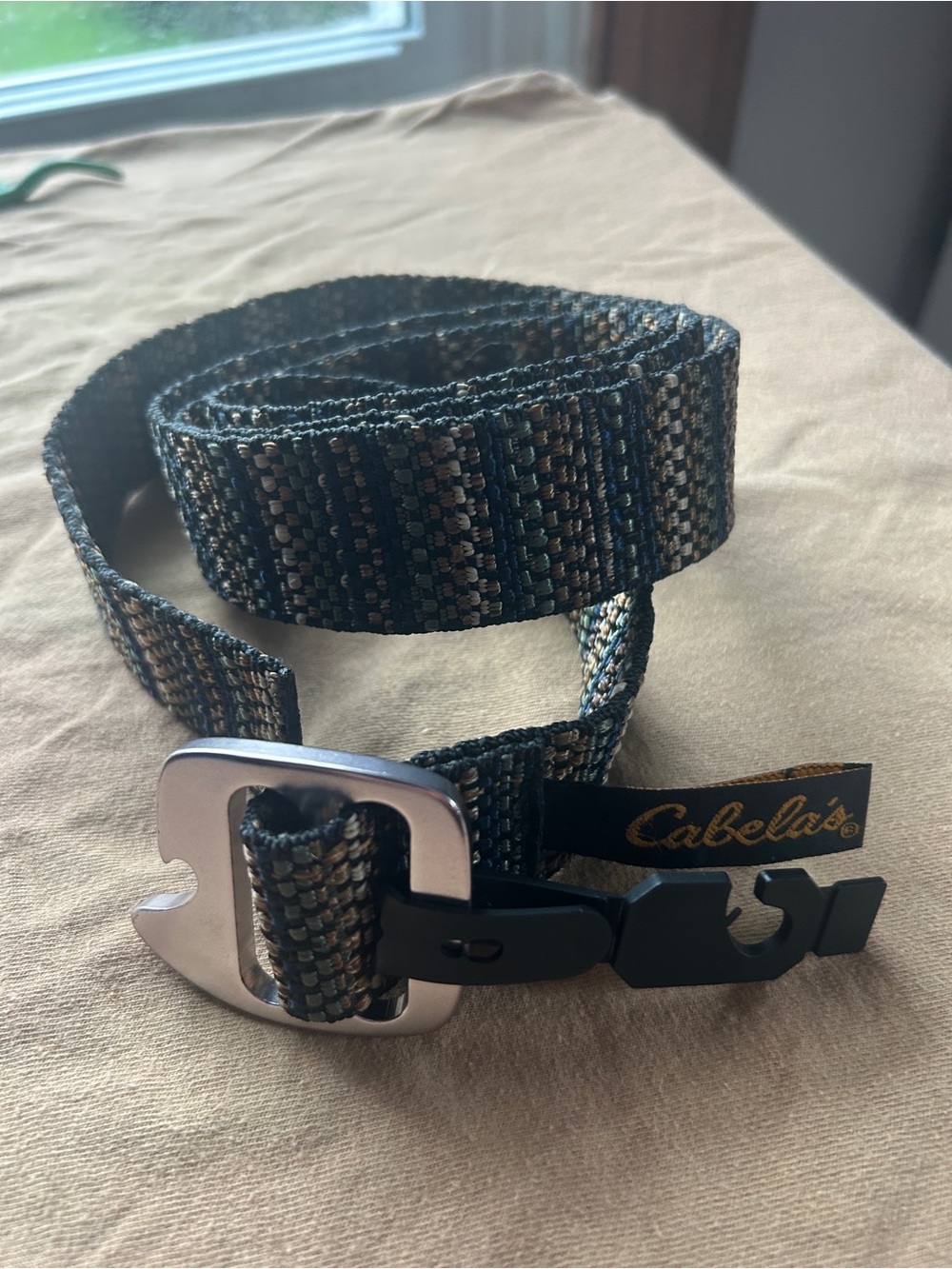 Cabela's Men's Woven Olive Green Multi Belt with Metal Quick-Release Buckle